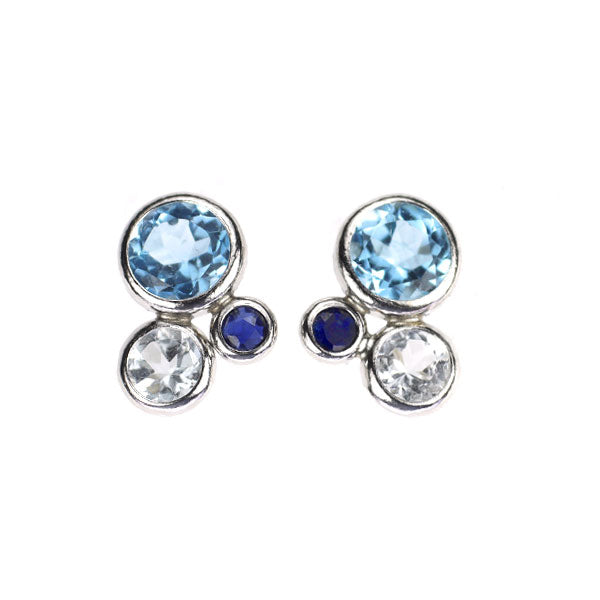 新品 Pt950 ブルー トパーズ アクアマリン サファイア ピアス 【エスコレ】