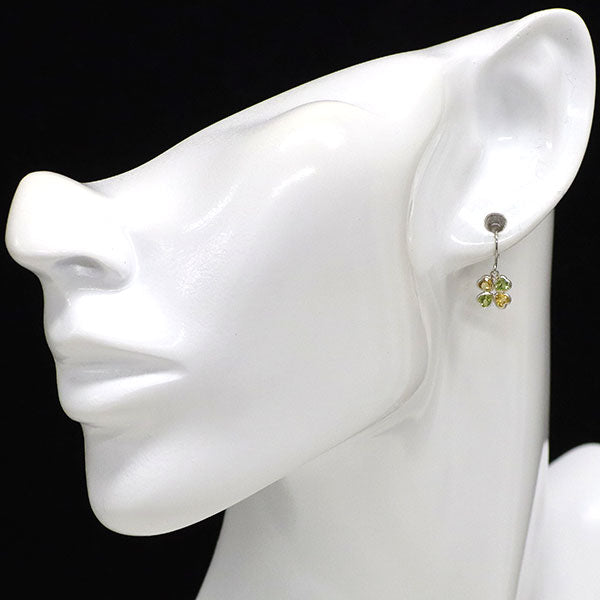 新品 Pt950 ペリドット シトリン ピアス 【エスコレ】 クローバー