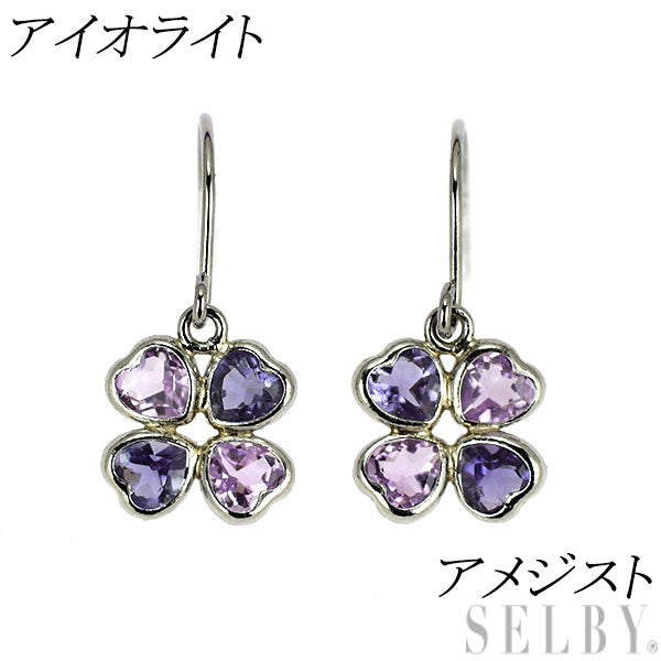 新品 Pt950 アイオライト アメジスト ピアス 【エスコレ】 クローバー