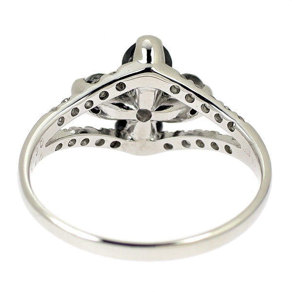 K18WG ローズカット ブラックダイヤモンド リング 1.10ct D0.30ct フラワー