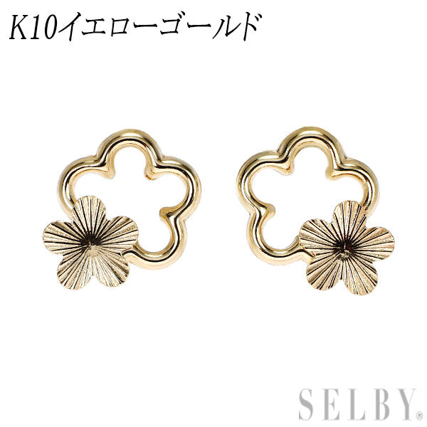 新品 K10YG ピアス【エスコレ】フラワー