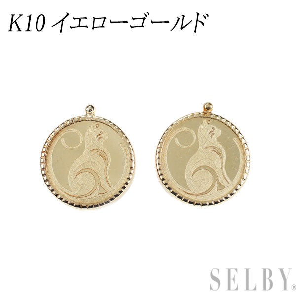 新品 K10YG ピアス 猫 【エスコレ】