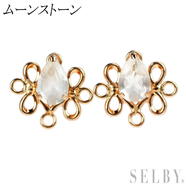New K18PG Moonstone Earrings [Escolé] 2way