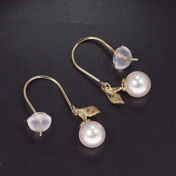 新品 K10YG 淡水真珠 ダイヤモンド ピアス 径約5.3mm D0.04ct【エスコレ】