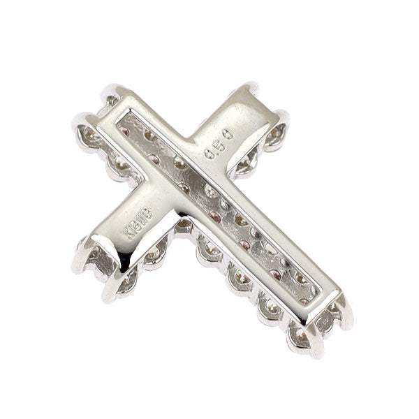 Rare K18WG Natural pink/colorless diamond pendant top 0.500ct Cross