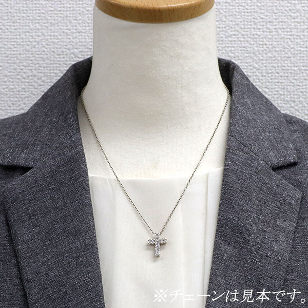 Rare K18WG Natural pink/colorless diamond pendant top 0.500ct Cross