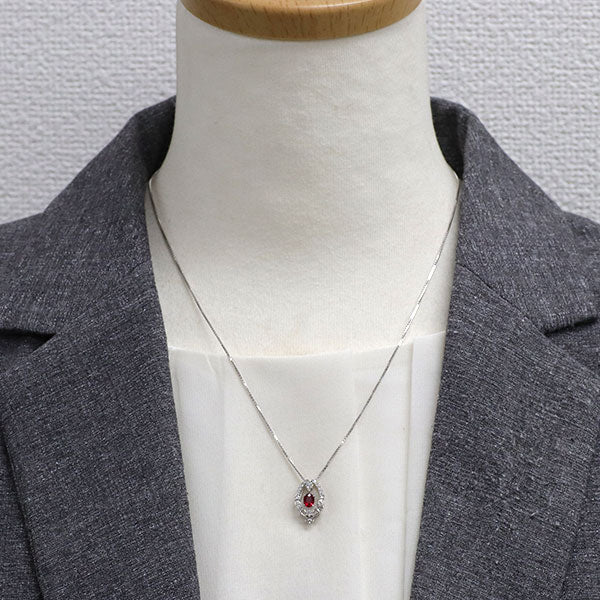 K18WG ルビー ダイヤモンド ペンダントネックレス 0.39ct D0.24ct