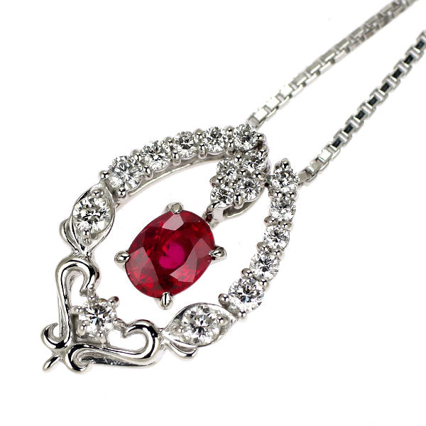 K18WG ルビー ダイヤモンド ペンダントネックレス 0.39ct D0.24ct