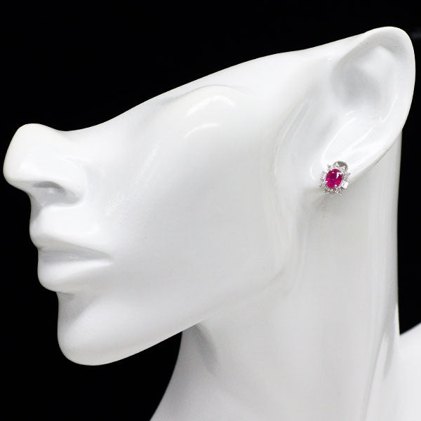 K14WG ルビー ダイヤモンド ピアス 1.49ct D0.48ct