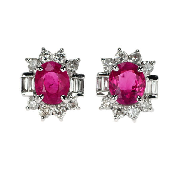 K14WG ルビー ダイヤモンド ピアス 1.49ct D0.48ct
