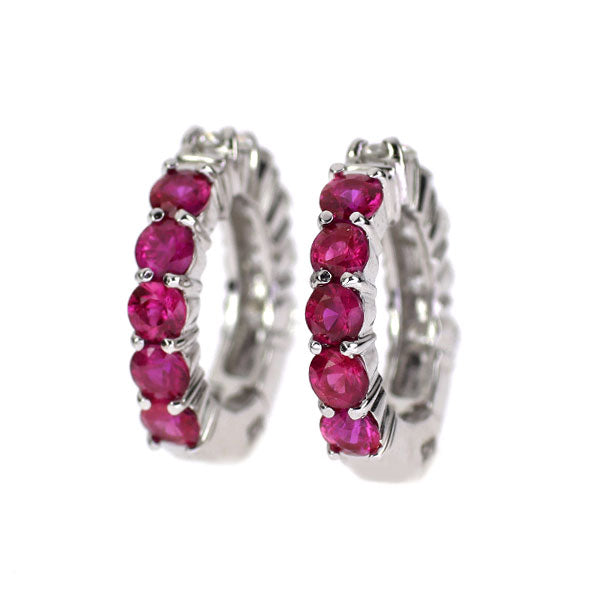 K18WG ダイヤモンド ルビー イヤリング 0.50ct D0.50ct リバーシブル