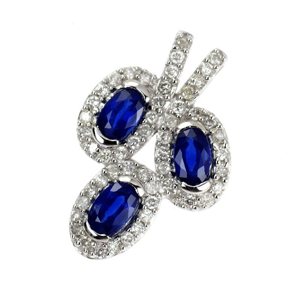 K18WG サファイア ダイヤモンド ペンダントトップ 0.90ct D0.35ct