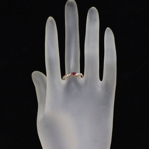 K18PG Ruby Diamond Ring 0.18ct D0.15ct