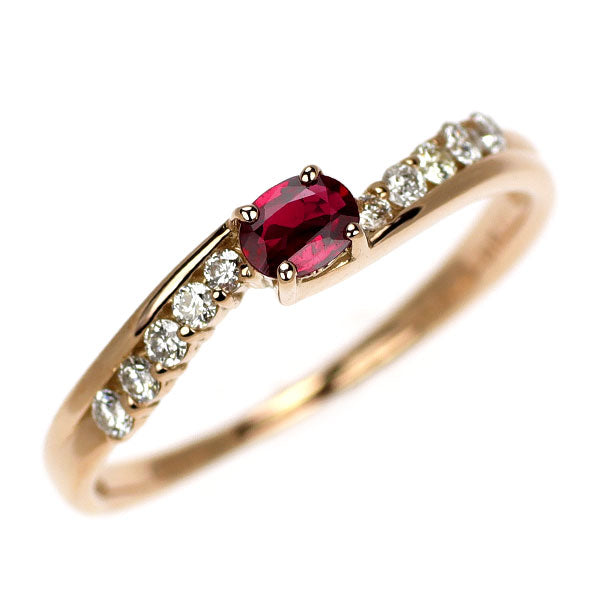 K18PG Ruby Diamond Ring 0.18ct D0.15ct