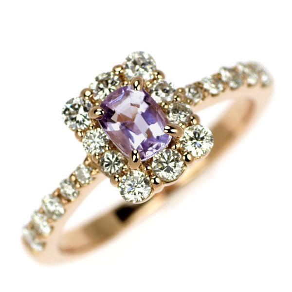 Rare K18PG Hackmanite Diamond Ring 0.32ct D0.54ct