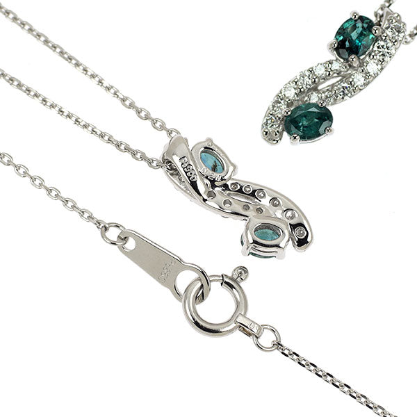 Rare Pt900/ Pt850 Alexandrite Diamond Pendant Necklace 0.24ct D0.11ct