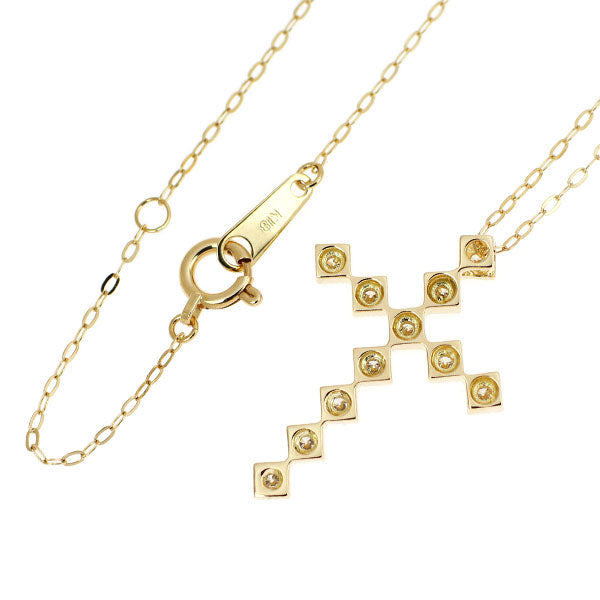 K18YG ダイヤモンド ペンダントネックレス 0.15ct クロス