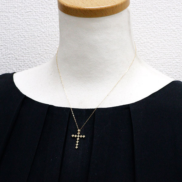 K18YG ダイヤモンド ペンダントネックレス 0.15ct クロス