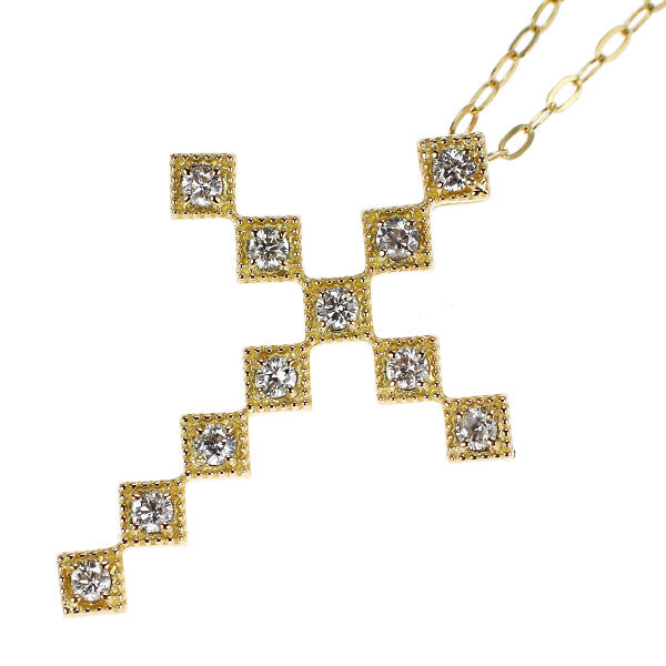K18YG ダイヤモンド ペンダントネックレス 0.15ct クロス