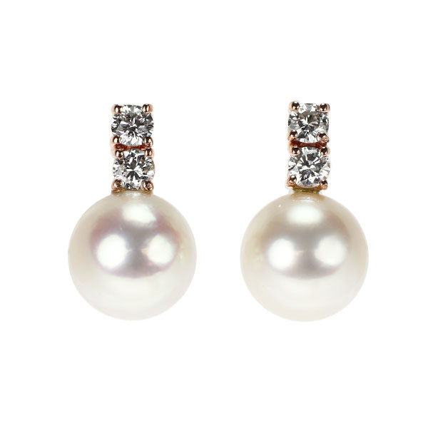 K18PG Akoya pearl and diamond earrings diameter approx. 8.1mm