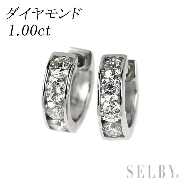 Pt900 Diamond Earrings 1.00ct Hoop