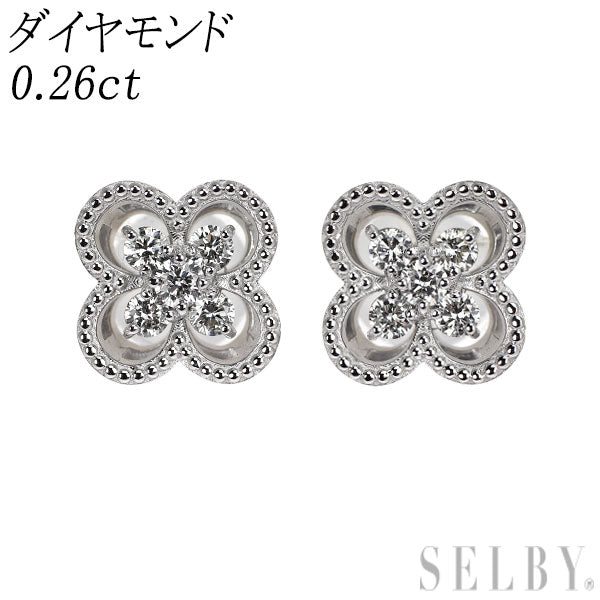 Pt900 Diamond Earrings 0.26ct Clover