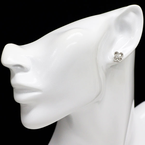 Pt900 Diamond Earrings 0.26ct Clover