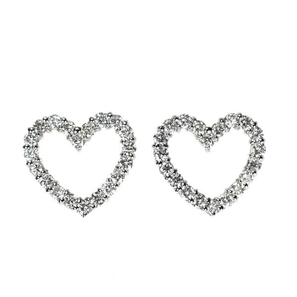 K18WG ダイヤモンド ピアス 0.50ct ハート