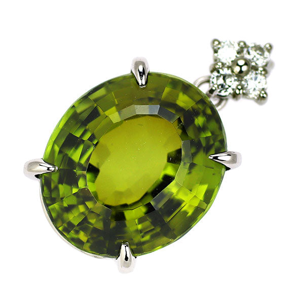 Pt900 グリーントルマリン ダイヤモンド ペンダントトップ 8.166ct D0.11ct