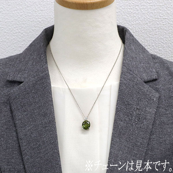 Pt900 グリーントルマリン ダイヤモンド ペンダントトップ 8.166ct D0.11ct