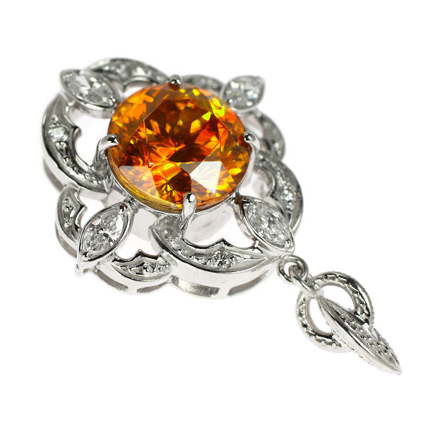 K18WG Sphalerite Diamond Pendant Top 5.35ct D0.37ct Rare