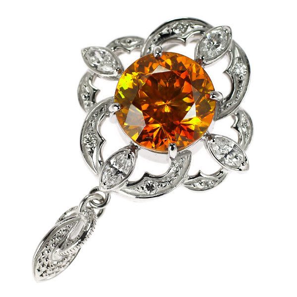 K18WG Sphalerite Diamond Pendant Top 5.35ct D0.37ct Rare
