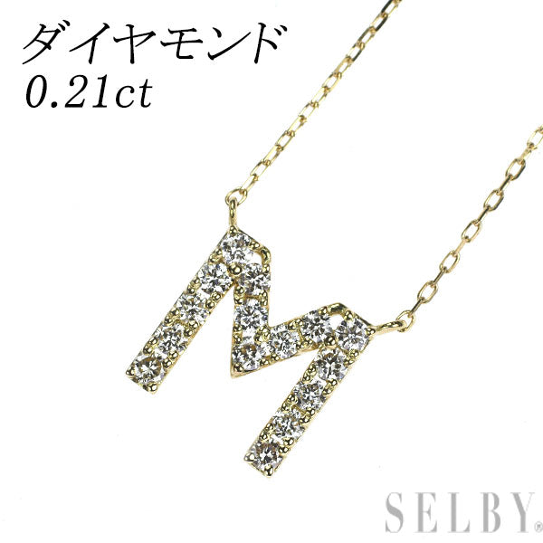 K18YG Diamond Pendant Necklace 0.21ct Initial "M"