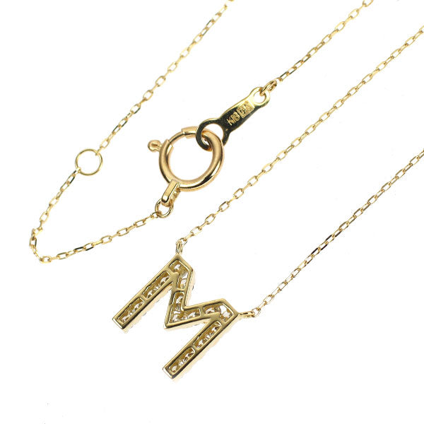 K18YG Diamond Pendant Necklace 0.21ct Initial "M"