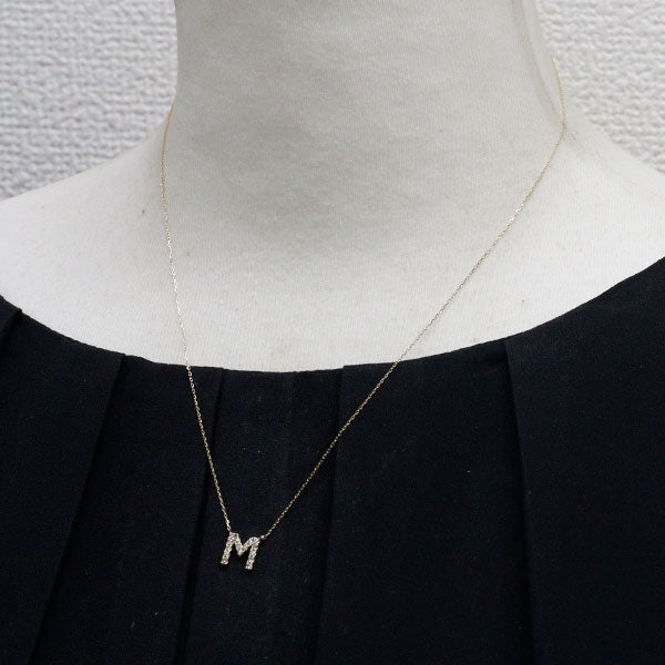 K18YG Diamond Pendant Necklace 0.21ct Initial "M"
