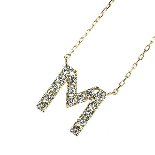 K18YG Diamond Pendant Necklace 0.21ct Initial "M"