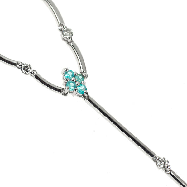 K18WG パライバトルマリン ダイヤモンド ペンダントネックレス 0.22ct D0.25ct