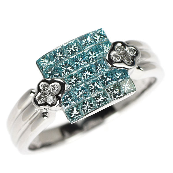 レ・エッセンシャル K18WG アイスブルー ダイヤモンド リング 1.00ct D0.09ct ミステリーセッティング
