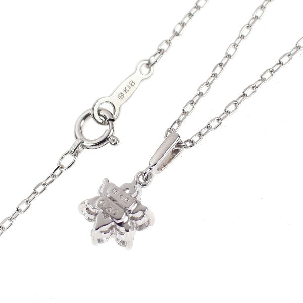 ミキモト K18WG ダイヤモンド ペンダントネックレス 0.30ct フラワー