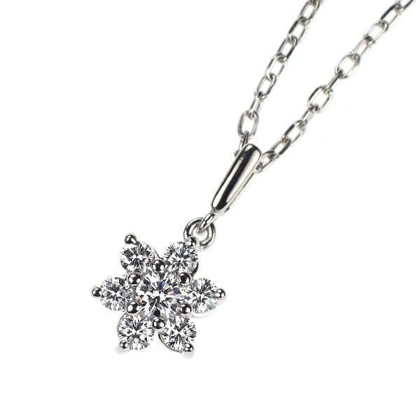 ミキモト K18WG ダイヤモンド ペンダントネックレス 0.30ct フラワー