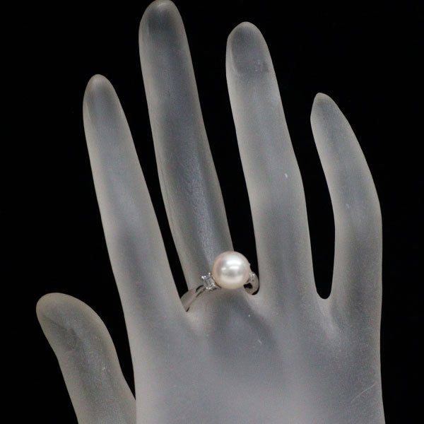 Pt900 アコヤ 真珠 ダイヤモンド リング 径約8.9mm D0.19ct