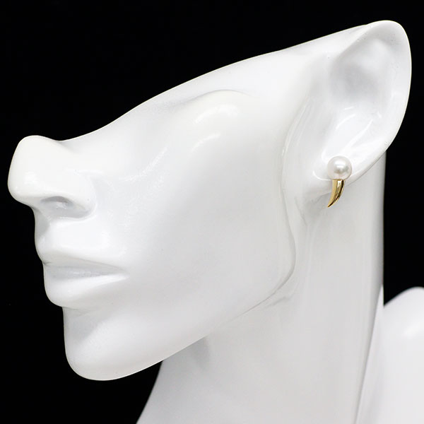 Tazaki Pearl K18YG Akoya Pearl Earrings Danger Fang Diameter approx. 7.6mm