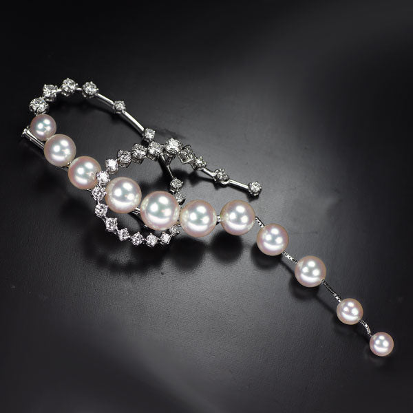 Tazaki Pearl K18WG Akoya Pearl Diamond Brooch Diameter approx. 4.7-7.8mm D1.56ct [Selby Ginza Store] [Used]
