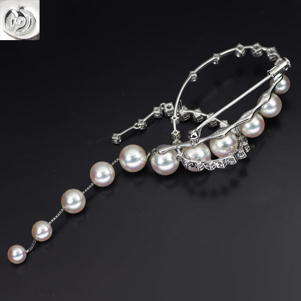 Tazaki Pearl K18WG Akoya Pearl Diamond Brooch Diameter approx. 4.7-7.8mm D1.56ct [Selby Ginza Store] [Used]