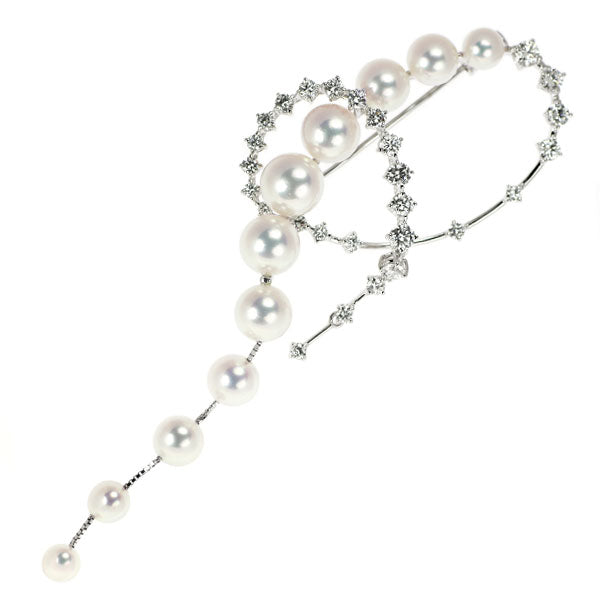 Tazaki Pearl K18WG Akoya Pearl Diamond Brooch Diameter approx. 4.7-7.8mm D1.56ct [Selby Ginza Store] [Used]