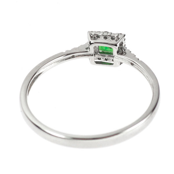 Pt900 Green Garnet Diamond Ring 0.14ct D0.09ct