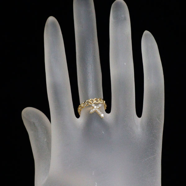 K18YG ダイヤモンド リング 0.18ct クロス