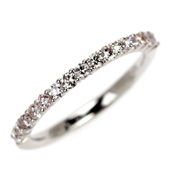 K18WG 天然ピンク/カラーレス ダイヤモンド リング 0.35ct ハーフエタニティ
