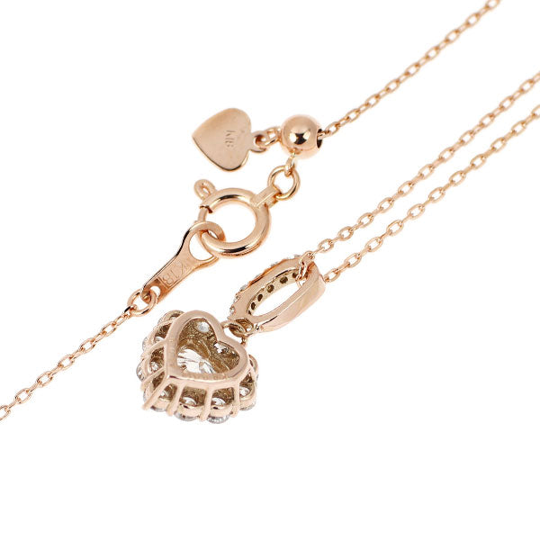 K18PG ハートシェイプ ダイヤモンド ペンダントネックレス 0.312ct D0.37ct