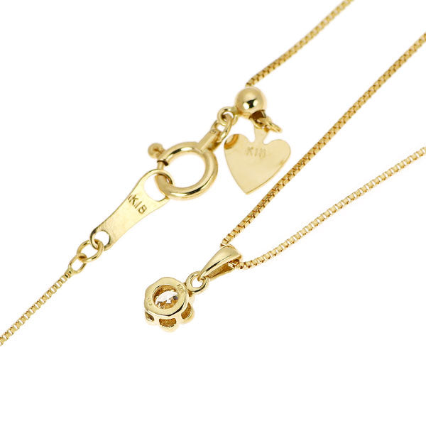 K18YG Diamond Pendant Necklace 0.10ct Flower